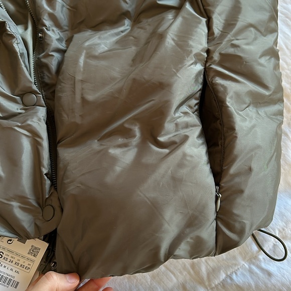 ZARA WATER REPELLENT PUFFER VEST KHAKI TAUPE BROWN JACKET COAT 8372/764/505 - Picture 11 of 14